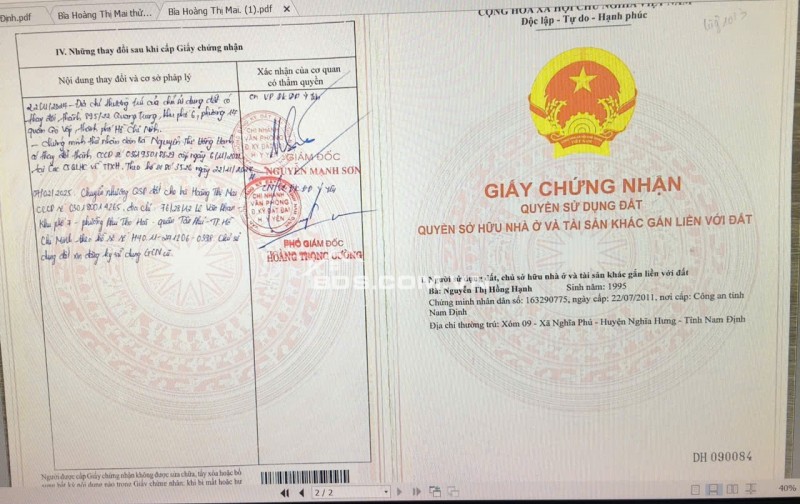 Bán đất tại thôn Minh Lương, xã Yên Lương, Ý Yên, Nam Định